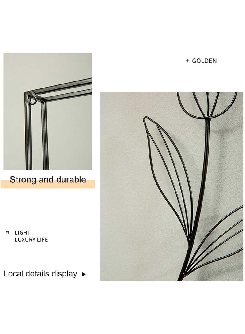 Handmade Modern Black Metal Wall Art Decor Set of 4 – Minimalist Abstract Floral Flower Line Design Iron Wall Sculptures – Contemporary Floral Metal Wall Hanging Art for Living Room Bedroom Bathroom Kitchen Office – Decorative Metal Wall Panels 30x30cm - Image 3